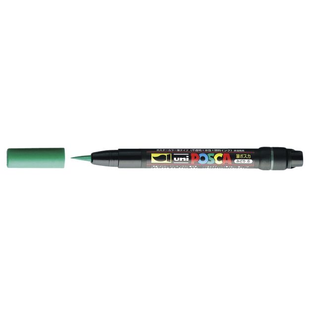 Posca - Paintmarker Uni PCF350 Pinsel 1-10mm dunkelgrün | 5 Stück