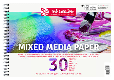 Talens Art Creation – Acryl-Aquarell-Malpapier Art Creation Mischtechnik A4 weiß | 3 Stück