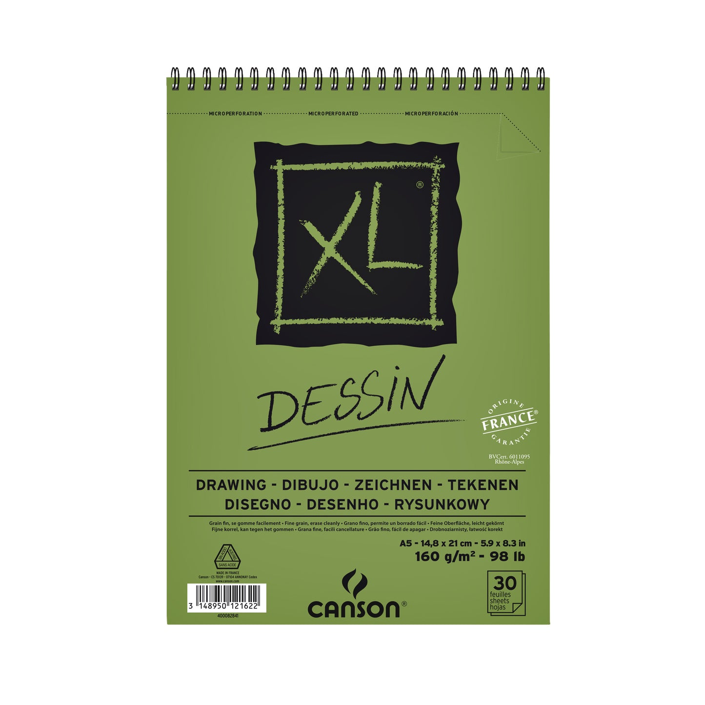 Canson - Zeichenpapier XL Drawing 30 Blatt 160gr A5 weiß