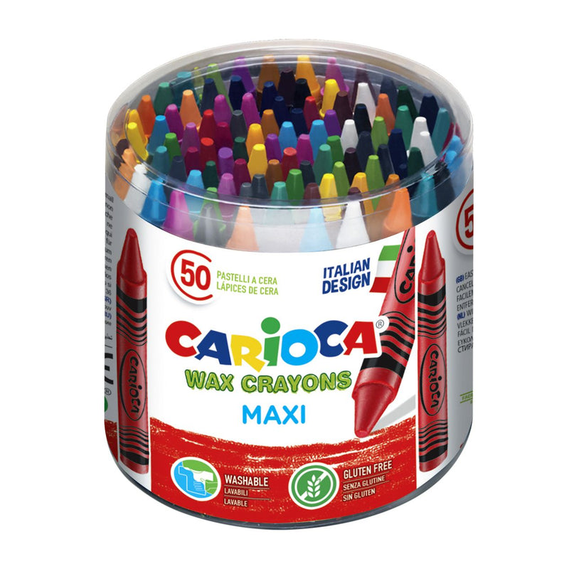 Carioca - Wachsmalstift Maxi Dose mit 50 Stück sortiert