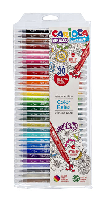 Filzstift Carioca Birello Doppelspitze ass 30 Stück | Set mit 30 Stück