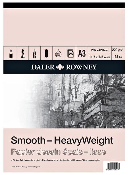 Daler - Zeichenpapier -Rowney Smooth Heavyweight 220gr A3 naturweiß