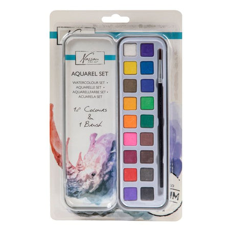 Art Sensations – Aquarellfarbe Nassau Art, Dose mit 18 Näpfchen und Pinsel