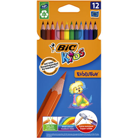 BIC Kids - Buntstifte Kids Evolution, sortierter Karton mit 12 Stück