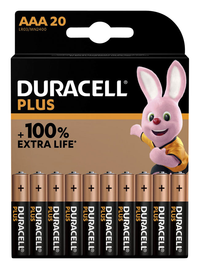 Duracell - Batterie Plus 100 % AAA, Blister mit 20 Stück
