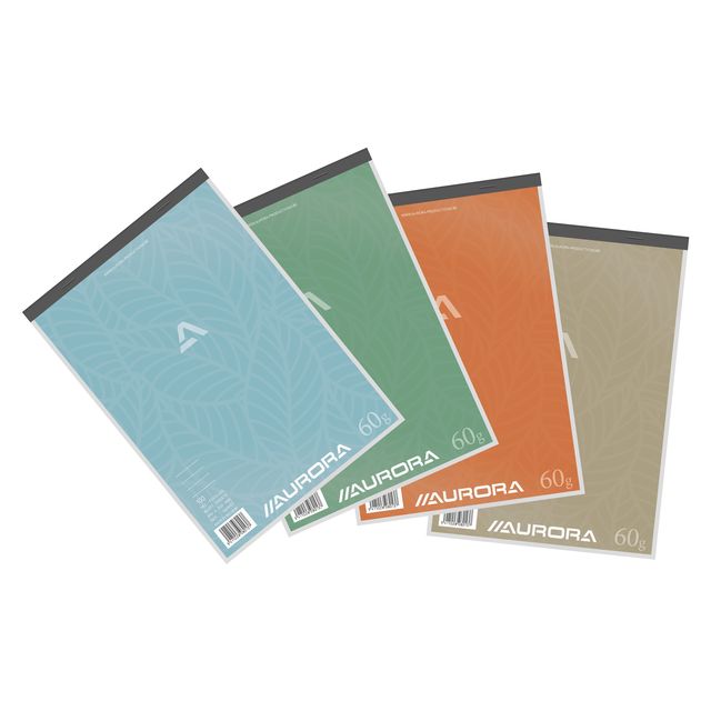 Aurora - Schreibblock A4 Linie 100 Blatt 60gr sortiert | 10 Stück