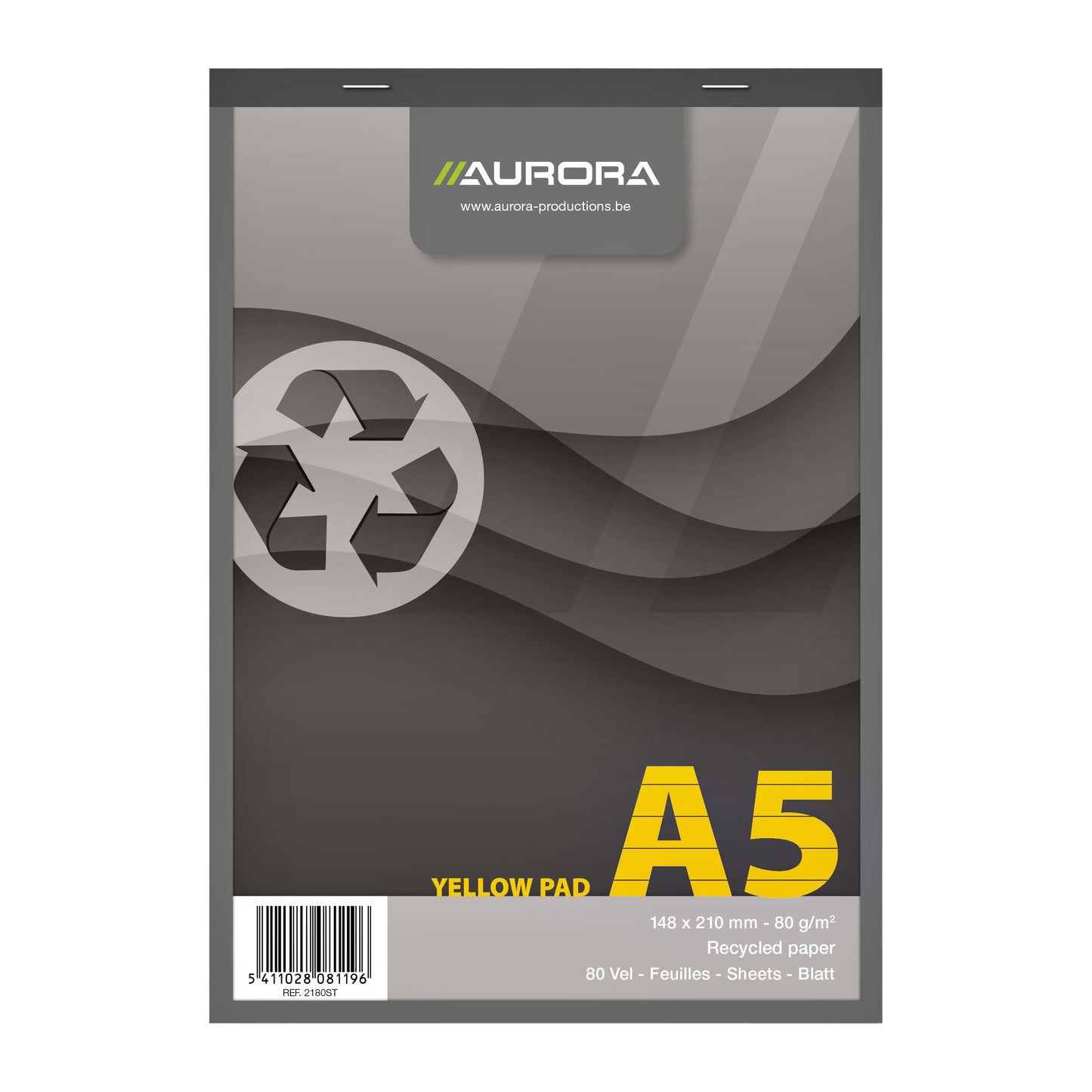 Aurora - Schreibblock A5-Linie 80 Blatt 80gr gelb