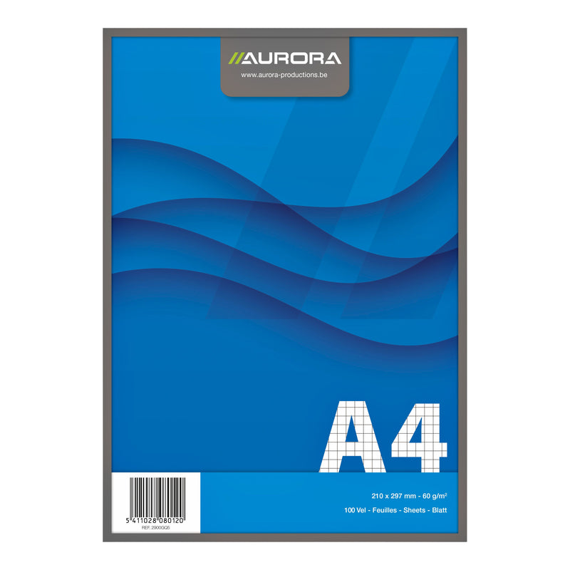 Aurora - Schreibblock A4 Diamant 5x5mm 100 Blatt 60gr blau
