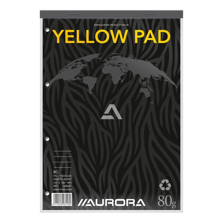Aurora - Kursblock A4 Linie 4-Loch 160 Seiten 80gr gelb | 5 Stück