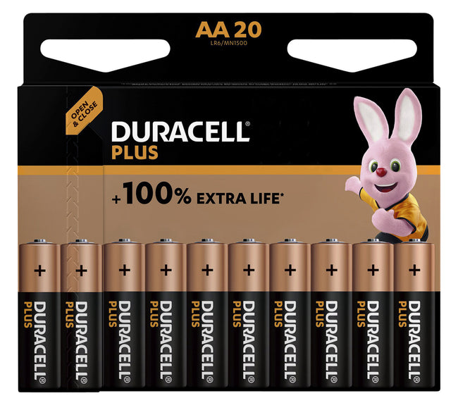 Duracell - Batterie Plus 100 % AA, Blister mit 20 Stück