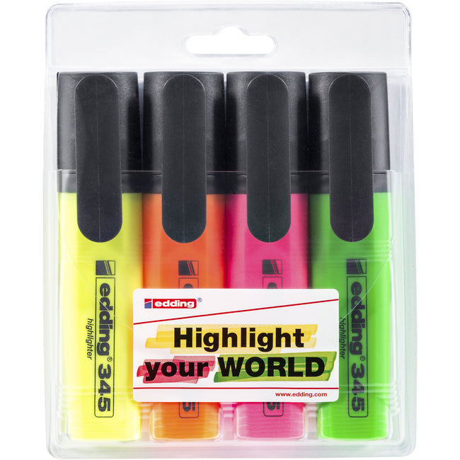 Edding - Highlighter 345 2-5mm sortiertes Set mit 4 Stück