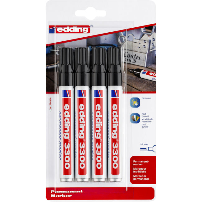 Edding - Filzstift 3300 Diagonale 1-5 mm schwarz Blister mit 4 Stück
