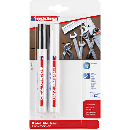 Edding – Ölbasierter Paintmarker 750 2–4 mm, weiß und schwarz, 2er-Blister