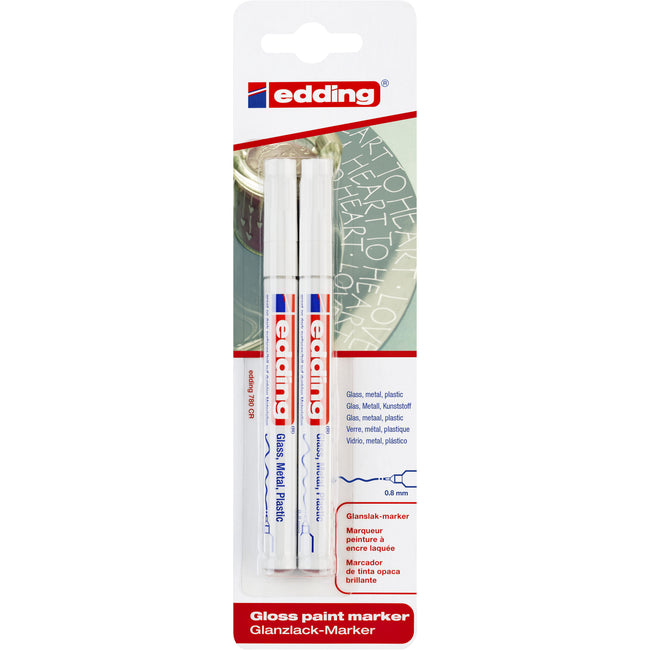 Edding – Ölbasierter Paintmarker 780, 0,8 mm, weiß, Blisterpackung mit 2 Stück