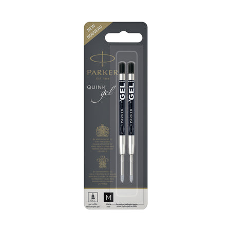 Parker - Gelschreibermine Quink, mittelschwarz, Blisterpackung mit 2 Stück