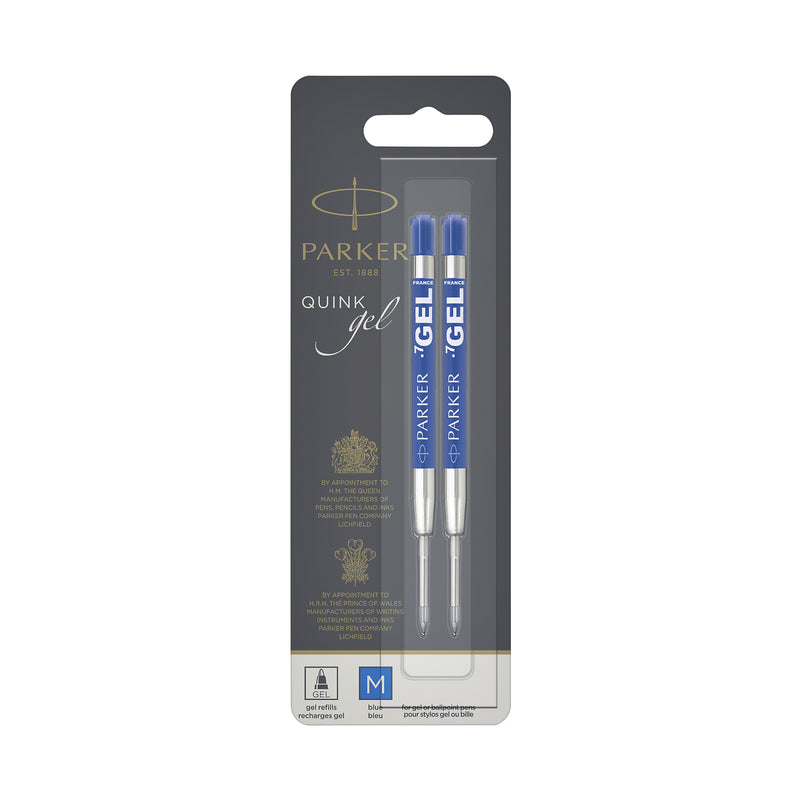 Parker - Gelschreibermine Quink mittelblau, Blisterpackung mit 2 Stück
