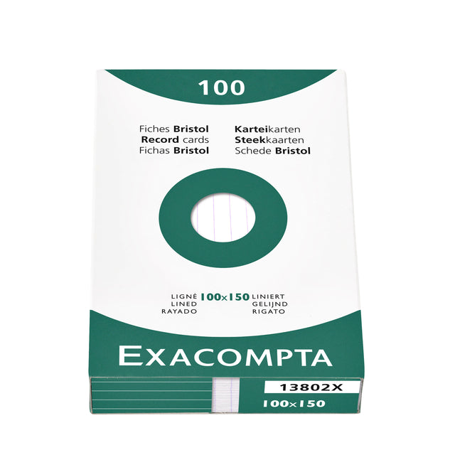 Exacompta - Systemkarte 100x150mm Linie weiß 100 Stück