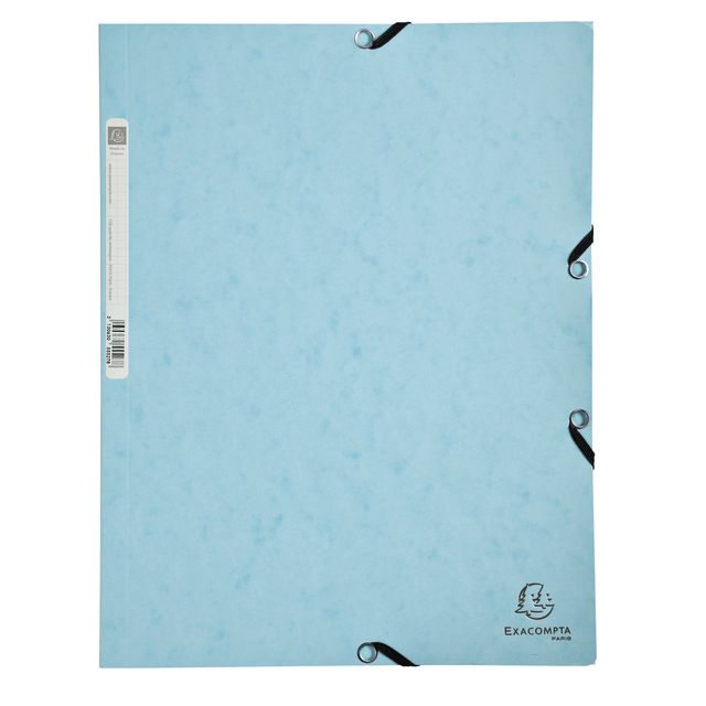 Exacompta - Elastomap Aquarell A4 3 Klappen 400gr Glanzkarton blau | 5 Stück