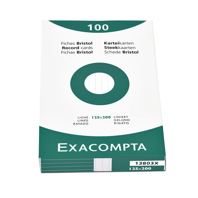 Exacompta - Systemkarte 125x200mm Linie weiß 100 Stück
