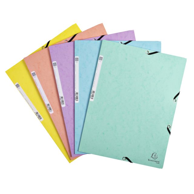 Exacompta - Elastomap Aquarell A4 3 Klappen 400gr Glanzkarton sortiert