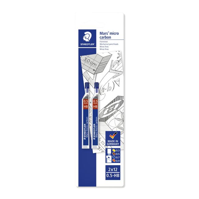 Staedtler - Bleistiftmine Carbon Micro 0,5 mm HB Blister 2 Stück