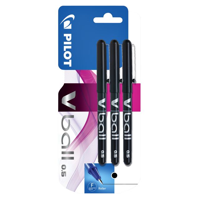 Pilot - Tintenroller V-Ball 05 fein schwarz Blister mit 3 Stück