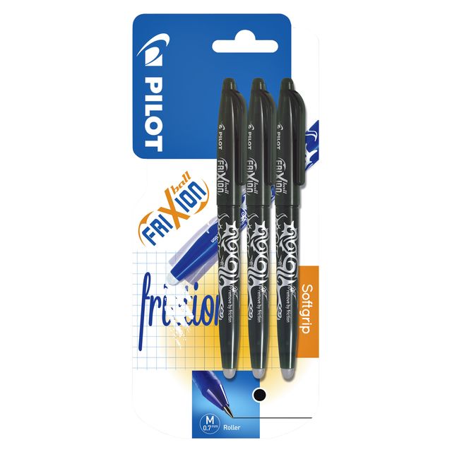 Pilot - Tintenroller friXion medium schwarz Blister mit 3 Stück