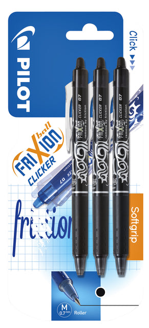 Pilot - Tintenroller Frixion BLRT-FR7 Clicker m 3 Stück schwarz