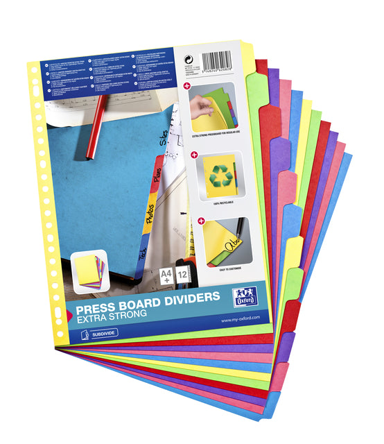 Tabs Oxford A4+ 23-Gaats 12-teilige Kartonfarbe | 20 Teile
