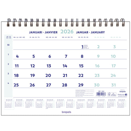 Brepols - 1-Monatskalender 2026 43x31,5cm