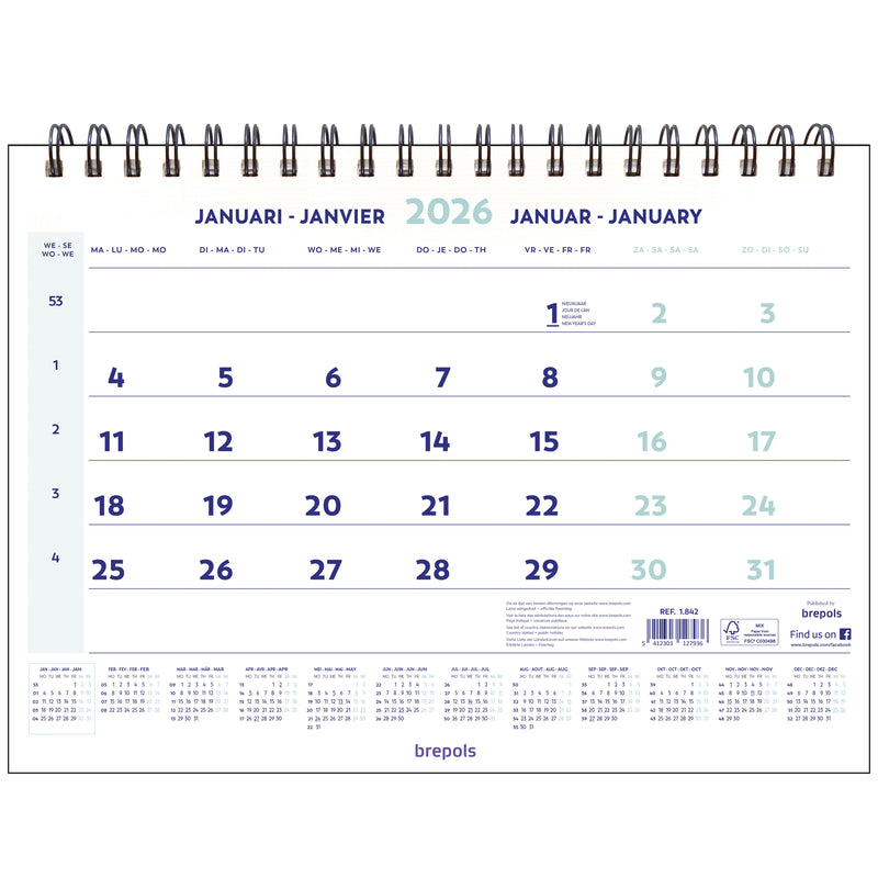 Brepols - 1-Monatskalender 2026 43x31,5cm