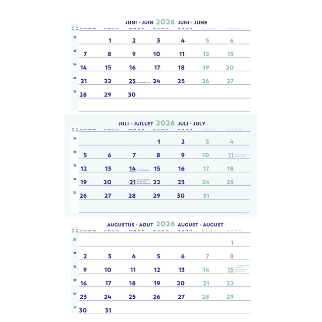 Brepols - 3-Monatskalender 2026 30x60cm