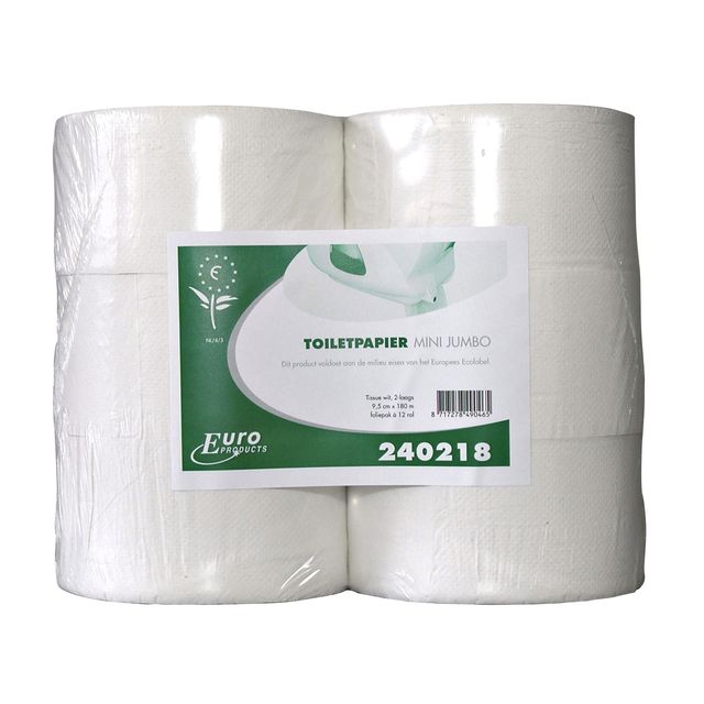 Euro Products - Toilettenpapier Produkte Q5 Jumbo klein recycelt 2-lagig 180m weiß ..