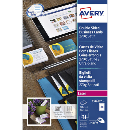 Avery - Visitenkarte C32026-10 2-seitig 85x54mm 270gr 100 Stück