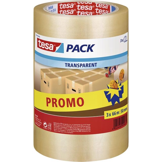 Tesa - Verpackungspackung® 66mx50mm transparente Aktionspackung 3 Rollen | 12 Stück