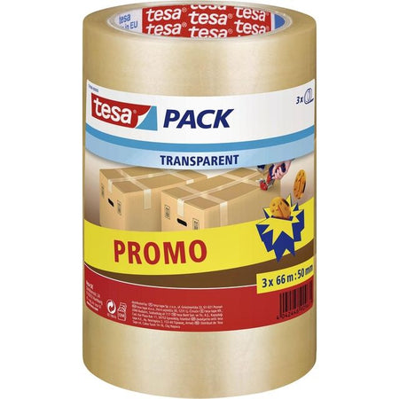 Tesa - Verpackungspackung® 66mx50mm transparente Aktionspackung 3 Rollen | 12 Stück