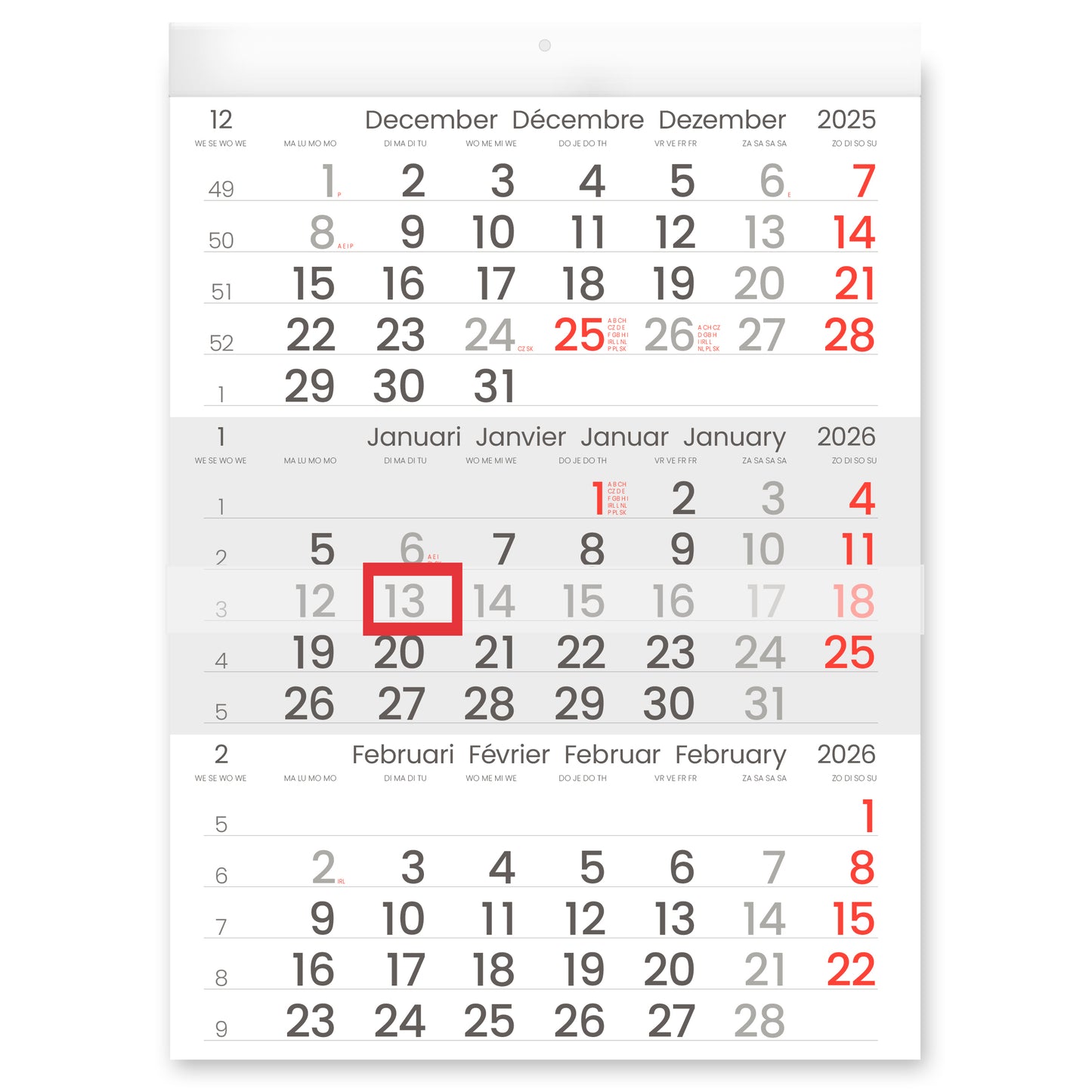 Quantore – 3-Monatskalender 2026 INNI Manager im kompakten Format