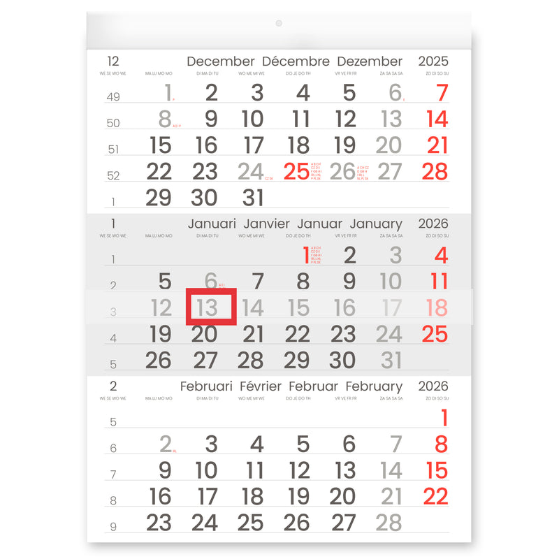INNI - 3-Monats-Kalender 2026 Manager-Kompaktformat | 10 Stück