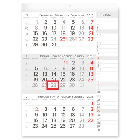 INNI - 3-Monats-Kalender 2026 Manager Notizen im Kompaktformat | 10 Stück