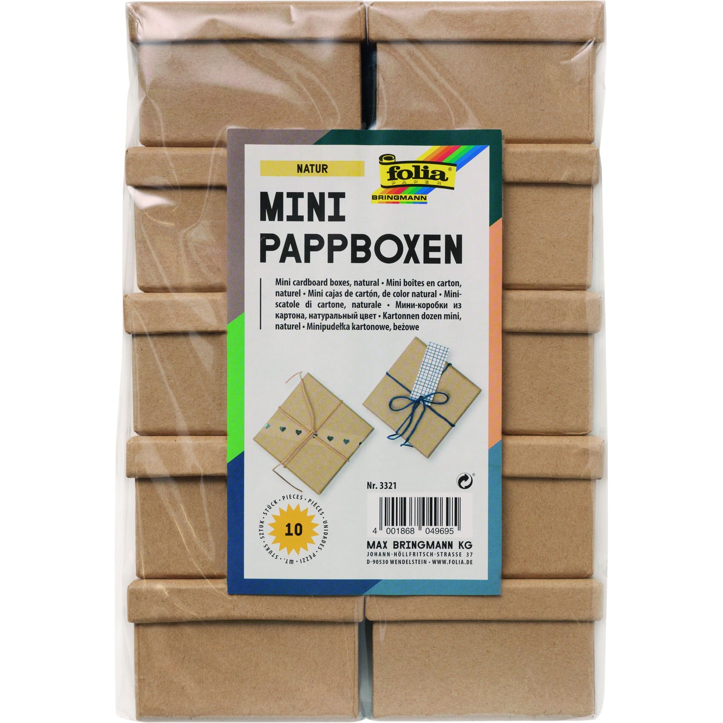 Folia Paper - Box Karton Folia mini 7,5x7,5x4,5cm 10 Stück Kraft