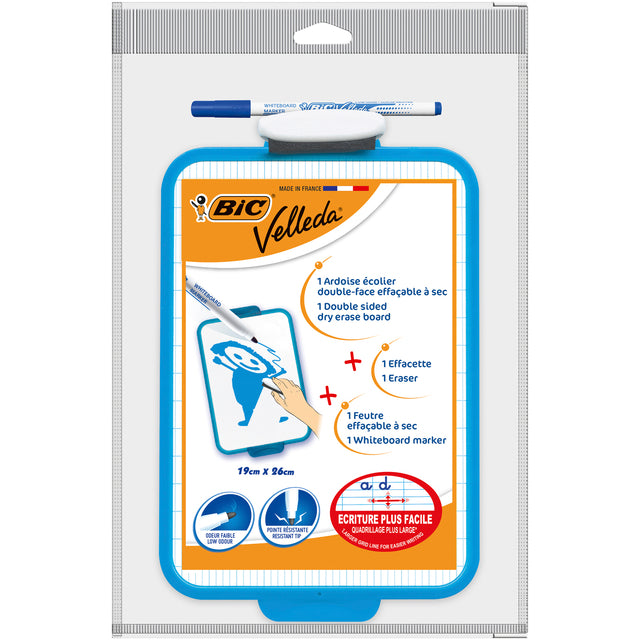 Whiteboard BIC Velleda 19x26cm + Stift + Wischer | 24 Stücke