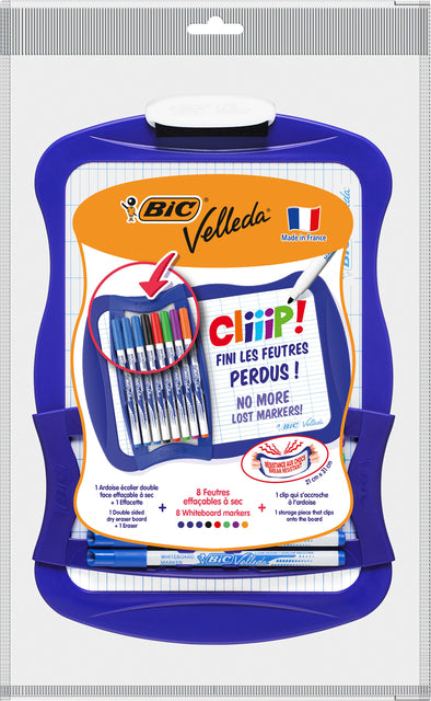 Whiteboard Bic 21x31cm mit 8 Markern und Radiergummi | Set mit 1 Stück