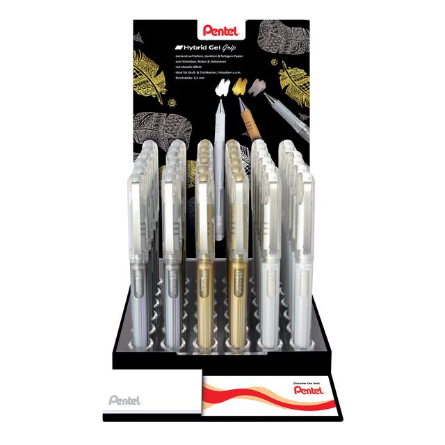 Pentel - Gelschreiber K230M mittelmetallisch, 3 Farben sortiert | 36 Stück
