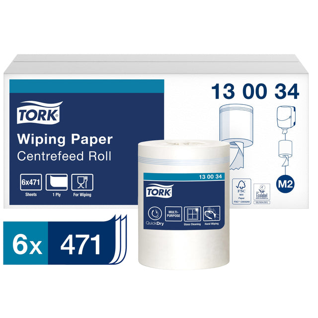 Reinigung pappiger Tork M2 Centerfeed 1-Laags 165 m Weiß 130034 | 32 Stücke