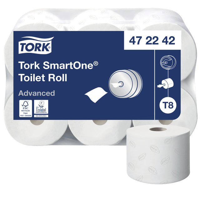 Toilettenpapier Tork smartone® t8 advanced weiß 472242 | Nehmen Sie eine 6er-Rolle | 64 Stück