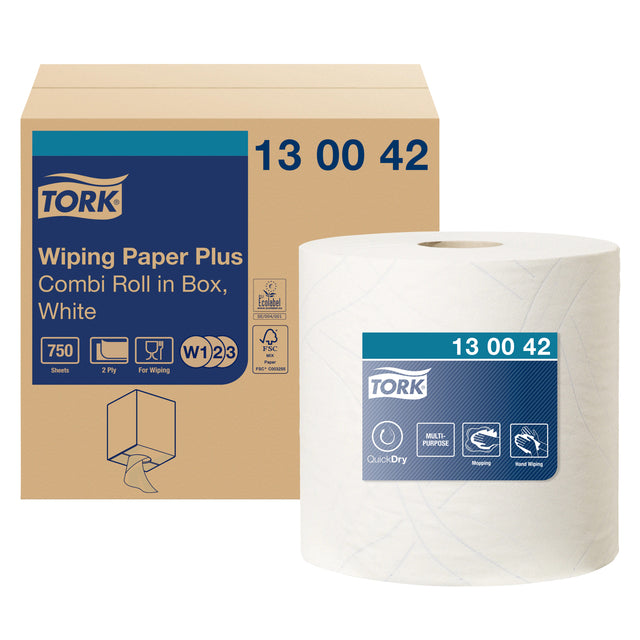 Reinigung papier Tork Wischplus plus Combi W1/2/3 Multifunktional 255m Weiß 130042 | 72 Stücke