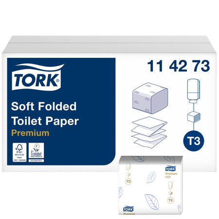 Tork - Toilettenpapier T3 gefaltet 2-lagig 110x190mm weiß 114273