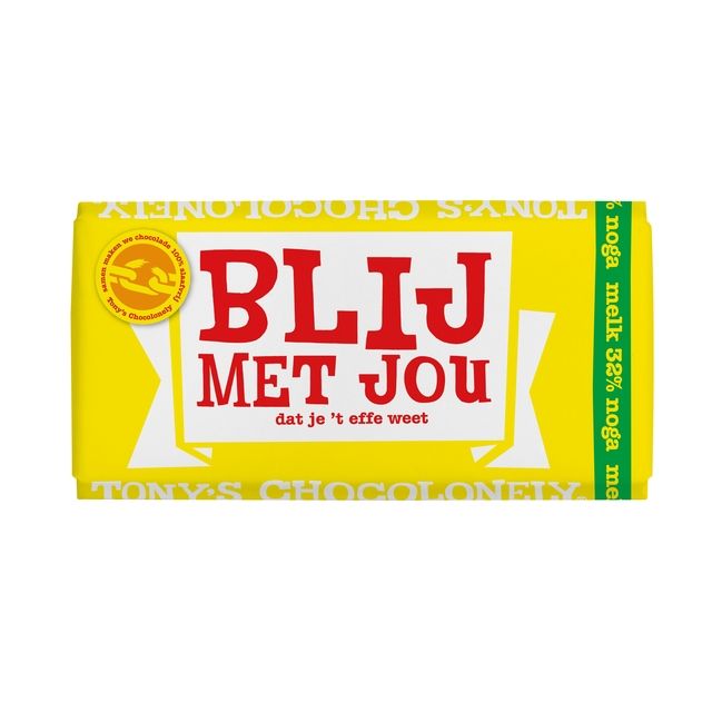 Tony's Chocolonely - Schokoladen-Milch-Nougat Happy With You Riegel 180g | 15 Stück