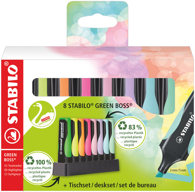 STABILO - Textmarker GREEN BOSS 6070/8 Pastell sortiert Schreibtisch-Set à 8-tlg