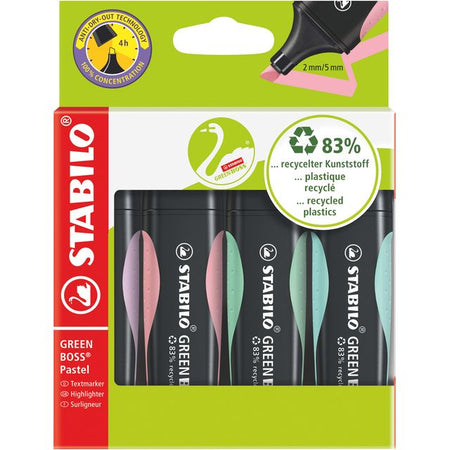 Stabilo - Textmarker GREEN BOSS 6070/4 Pastell sortiert, Karton mit 4 Stück